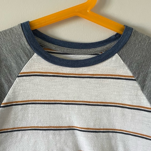 Old Navy Boys Raglan Stripe Long-Sleeve T-Shirt - Grey, Navy, White - Picture 2 of 5